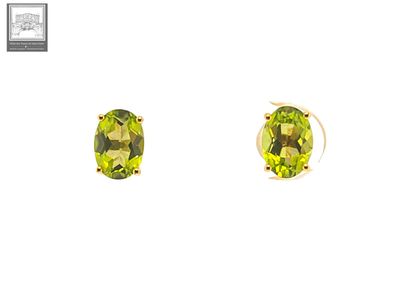 an image of a pair of earrings with peridot stones