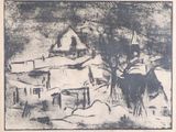un dessin en noir et blanc d'un homme à cheval