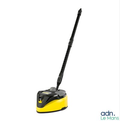 a yellow and black steam cleaner on a white background