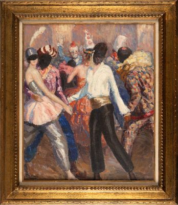 an image of a painting of a couple dancing in a ballroom