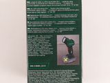 the back of a green box with a picture of a person on it