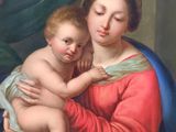 une image d'une peinture représentant une femme tenant un bébé