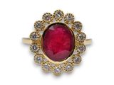 Bague ovale en rubis et diamants