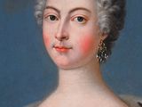 an old painting of a woman in a white dress with a gold tia