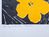 a picture of a yellow flower on a black and white background