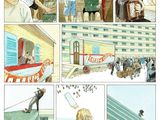 a comic strip with a picture of a man on a skateboard