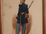 painting of a man in a military uniform holding a rifle
