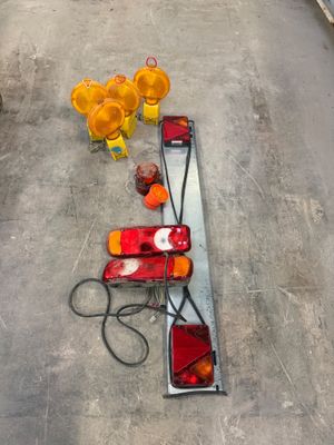 a lot of traffic lights that are on the ground