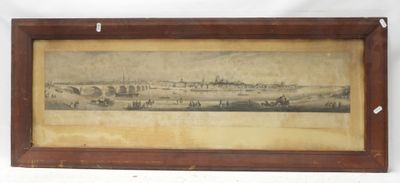 an old picture of a picture of a city in a wooden frame