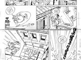 une page en noir et blanc d'une bande dessinée mettant en scène des personnages de BD
