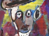 a painting of a man with a hat on his head
