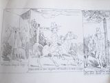 un dessin représentant un homme à cheval, tiré d'un livre