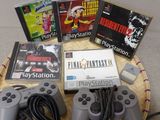 a basket of video games and a game controller on a table