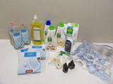 a lot of cleaning products on a counter top