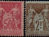 two different postages with a picture of a woman and a man on them