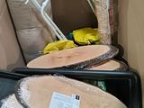 two wooden boards sitting on top of a black tray