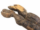 a piece of wood that has been cut in half to look like a human hand