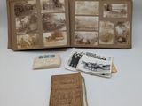 un vieux livre contenant des photos de personnes assises sur une table