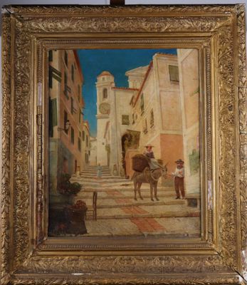 Ecole moderne Rue de village animée