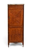 SECRETAIRE en bois marqueté. Plateau de marbre gris veiné, o… (photo 2)