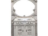 an image of a white cabinet with a mirror above it