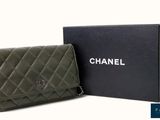 chanel green quilted lambskin wallet bag