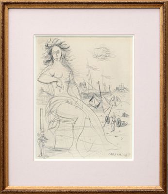 an image of a drawing of a woman sitting in a chair