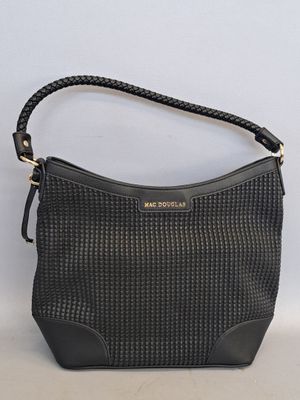Mac DOUGLAS Sac Hobo porté épaule en cuir noir grainé et gau…
