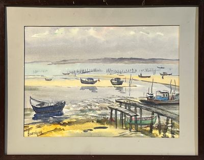 une image d'une peinture de bateaux sur l'eau