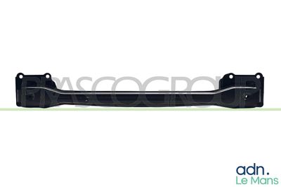 the front bumper of a black car with a white background