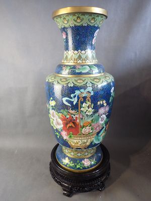 ASIE important vase en cloisonnés à décor floral, hauteur hors socle 6 - Photo 1