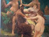 une image représentant un tableau où l'on voit un groupe de nus dans une rivière
