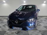 the front view of a blue car parked on a checkered floor