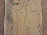 un dessin représentant deux femmes debout l'une à côté de l'autre, assises par terre