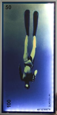 a picture of a person swimming on a cell phone