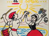 une enseigne publicitaire pour un restaurant français représentant une femme et un homme en train de danser