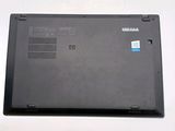 a black laptop with a blue sticker on the back of it