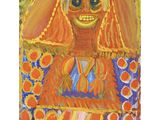an image of a painting of a woman with a hat on