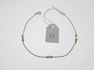 bracelet maille corde monture or rose 750°/°° orné de perl… - Photo 1