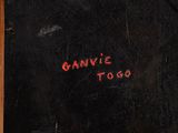 an oil painting of a man in a suit and tie with the words ganvie togo written on it