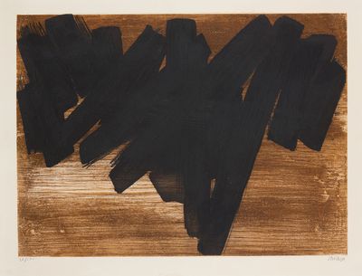 une image représentant une peinture aux tons noirs et marron sur une surface en bois