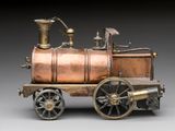 a small model of a steam engine on display