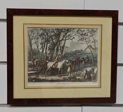 D'après VERNET, Gravure "Le Départ" par JAZET dim à vue 20x2…