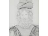 an image of a drawing of a man with a hat on his head