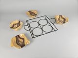 marbled coasters and tray with six marbled coasters on a white surface