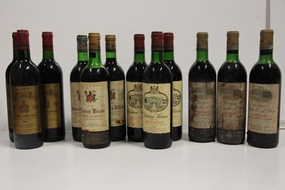 six bottles of wine are lined up in a row on a table