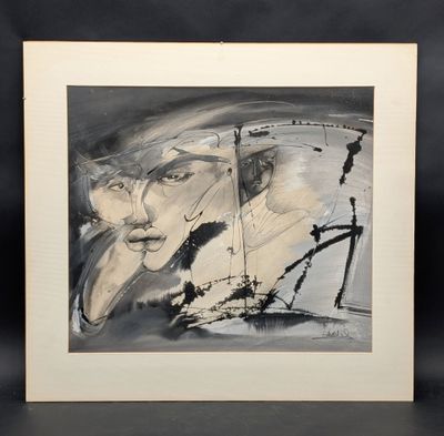une image représentant une peinture en noir et blanc d'un homme