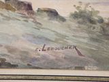 a painting of a man riding a horse on the side of a hill