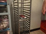 an image of a kitchen with a rack of food