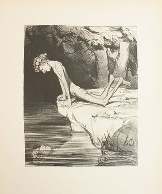 un dessin en noir et blanc représentant un homme allongé sur un lit